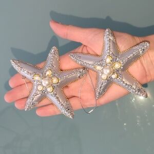 Kurt Adler Starfish Christmas Ornaments - Beach Holiday Decorations Ocean Gift